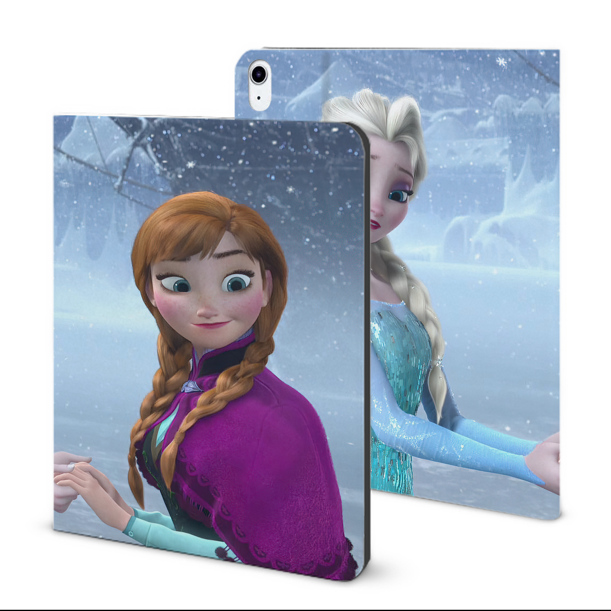 （画像用） アナと雪の女王 アンナ エルサ Frozen Anna Elsa IPad ケース ブック型 PUレザー TPU 耐衝撃 軽量 薄型 ペン収納なし 全面保護 IPad 各モデル対応